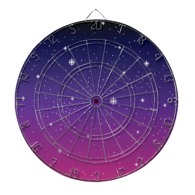 Jeu De Fléchettes Ciel nocturne étoilé violet foncé (Devant)