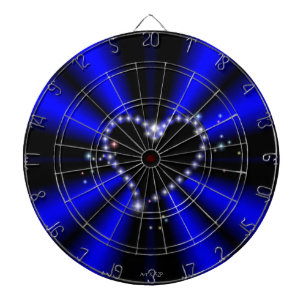 Jeu De Fléchettes Coeur noir avec étoiles sur arc en ciel bleu
