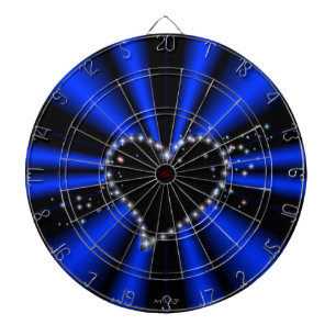 Jeu De Fléchettes Coeur noir avec étoiles sur arc en ciel bleu