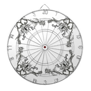Jeu De Fléchettes Coeurs avec fleurs et papillon en style tatouage