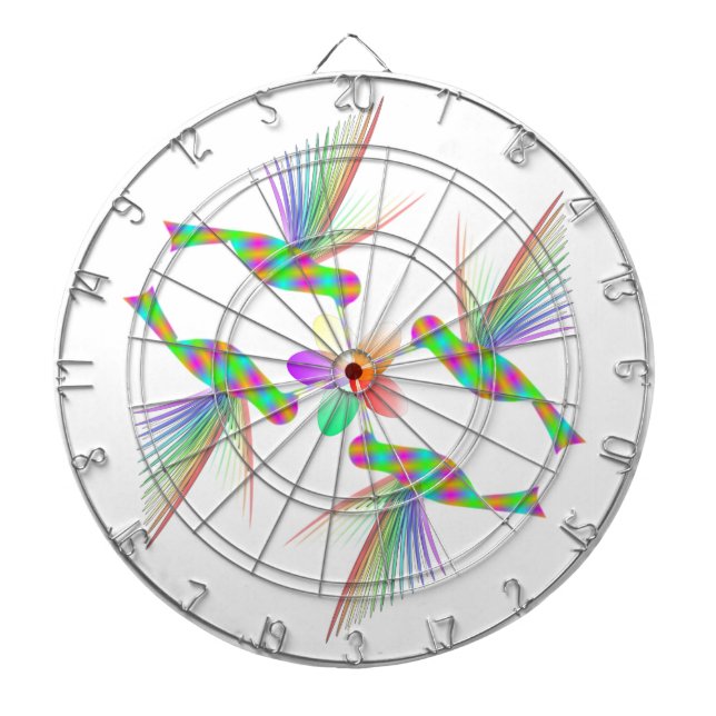Jeu De Fléchettes Colibris Arc-En-Ciel Embrasser Une Fleur (Devant)