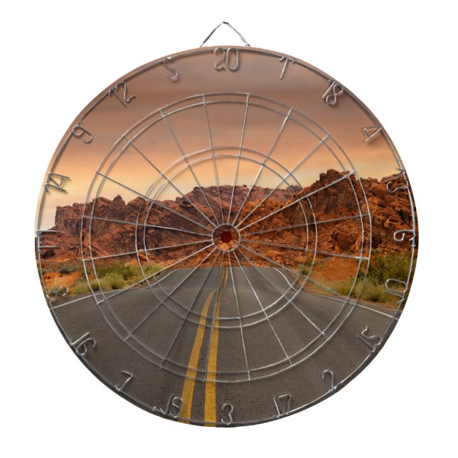 Jeu De Fléchettes Coucher du soleil de voyage par la route (Devant)