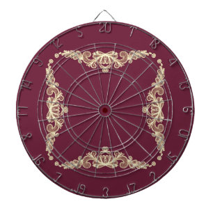 Jeu De Fléchettes Couronne de fleurs d'or sur le rouge royal