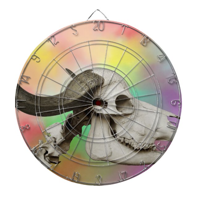 Jeu De Fléchettes Crâne de buffle sur un Arrière - plan d'aquarelle (Devant)