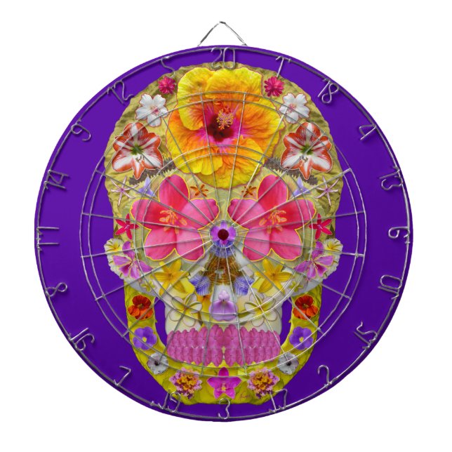 Jeu De Fléchettes Crâne de fleurs 4 - Tropical (Devant)