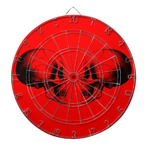 Jeu De Fléchettes Crânes Cage métallique Tableau noir rouge