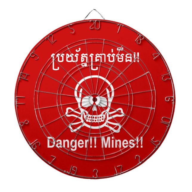 Jeu De Fléchettes Danger ! ! Les mines ! ! SYMBOLE ☠ Cambodgien Khme (Devant)