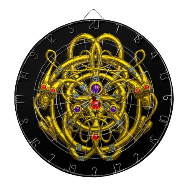 Jeu De Fléchettes DRAGONS D'OR À DOUBLE, Noir (Devant)