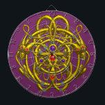 Jeu De Fléchettes DRAGONS D'OR À DOUBLE, Violet<br><div class="desc">Bijou d'or avec noeuds celtiques et pierres précieuses; design élégant et unique de dragons celtiques. Modélisation et rendu 3D très précis par Bulgan Lumini .Part de la série Hyper Talismans, </div>