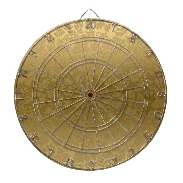 Jeu De Fléchettes Élégant or Monochromatique Motif de Damas Florales (Devant)