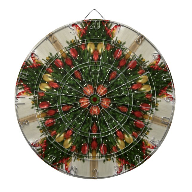 Jeu De Fléchettes Élégante couronne de Noël Rouge Vert Kaleidoscopiq (Devant)