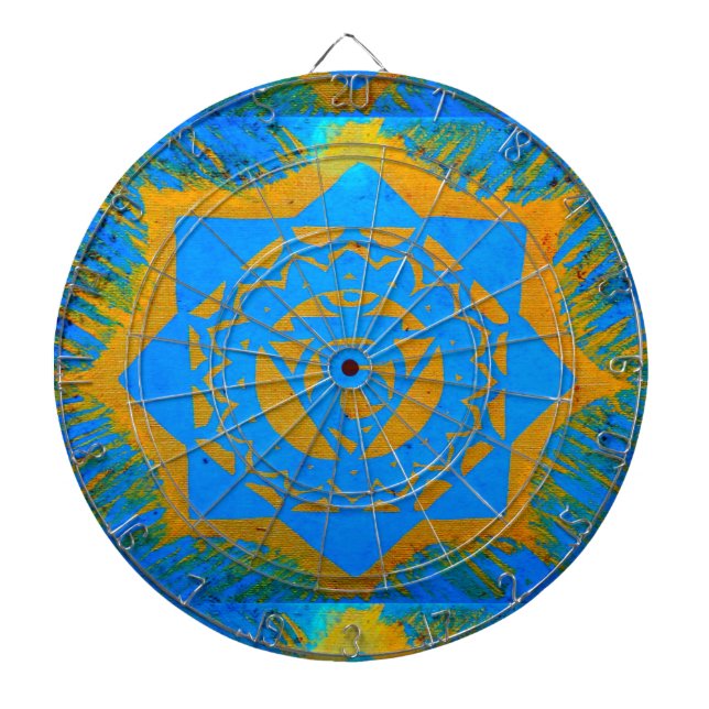 Jeu De Fléchettes étoile tantrique or sur bleu (Devant)