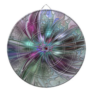 Jeu De Fléchettes Fantaisie Abstraite Moderne Fleur Fractale Colorée