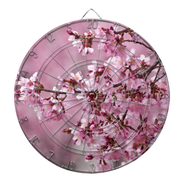 Jeu De Fléchettes Fleurs de Cerisier Sakura Pastel Rose Calquees (Devant)