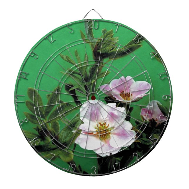 Jeu De Fléchettes fleurs rose sauvage en vert, Élégant (Devant)