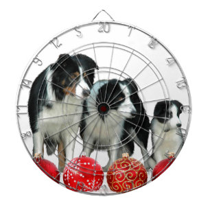 Jeu De Fléchettes Frontière Chiens de Collie avec des ornements roug