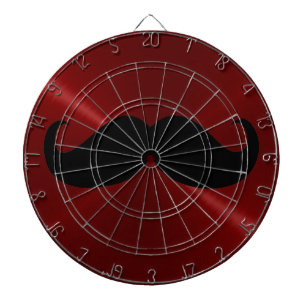 Jeu De Fléchettes Funny Black Mustache sur Metal Red Arrière - plan