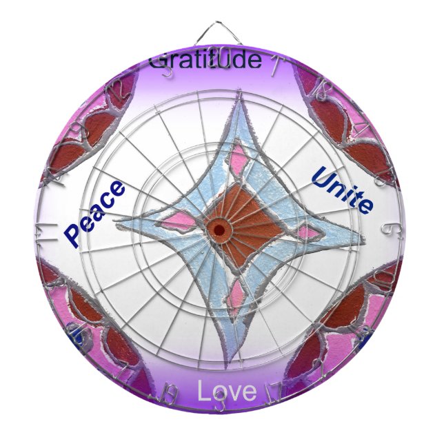 Jeu De Fléchettes "Gratitude Peace Love Unite" Mandala Art Imprimer (Devant)