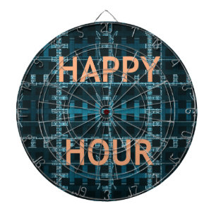 Jeu De Fléchettes Happy Hour Texte bleu Vector Art Imprimer