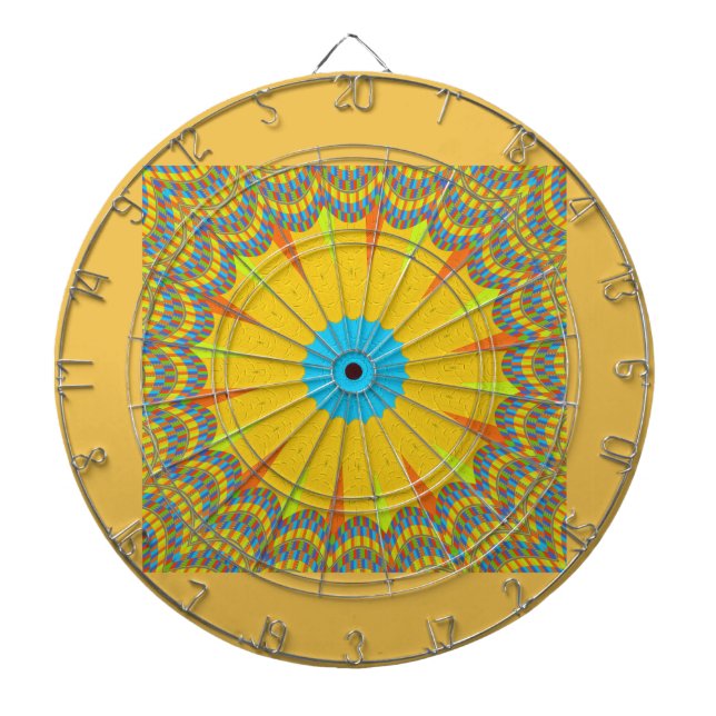 Jeu De Fléchettes Impression Cyan et Gold Mandala Art (Devant)