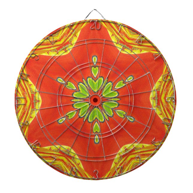Jeu De Fléchettes Impression d'art de mandala rouge or vert (Devant)