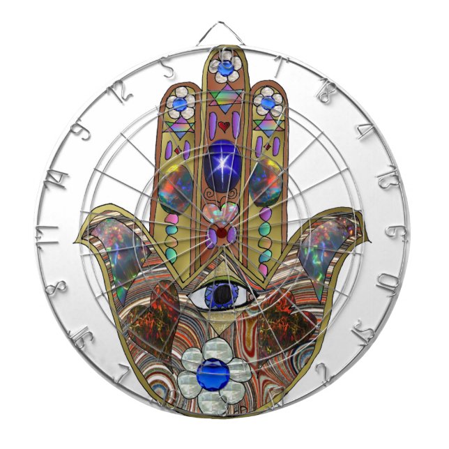 Jeu De Fléchettes Impression d'art opale Hamsa cœurs Judaica (Devant)