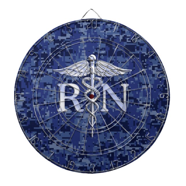 Jeu De Fléchettes Infirmière inscrite RN Silver Caduceus sur Camo de (Devant)