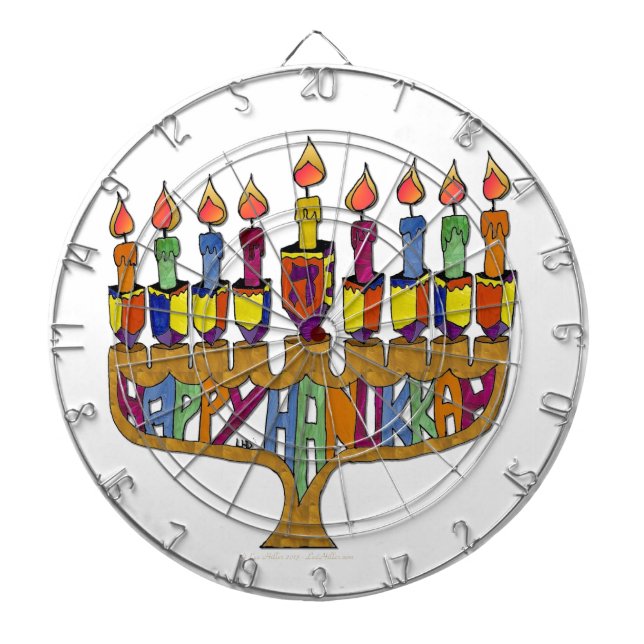 Jeu De Fléchettes Joyeux Hanukkah Toupies Menorah (Devant)