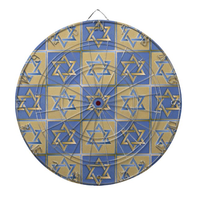 Jeu De Fléchettes Judaica Star de David Metal Gold Blue (Devant)