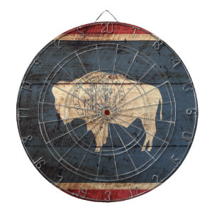 Jeu De Fléchettes Le drapeau de l'État du Wyoming sur le vieux grai