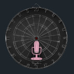Jeu De Fléchettes Microphone rose clair<br><div class="desc">Microphone radio sans fil vintage cool,  élégant et rose clair sur arrière - plan texturé noir et gris foncé. Ajoutez votre nom ou votre texte pour le personnaliser ! Les images utilisées sur cet élément sont autorisées et © Graphics Factory.com</div>
