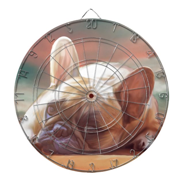 Jeu De Fléchettes Mignonne French Bulldog Eau Couleur Art Peinture (Devant)