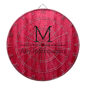 Jeu De Fléchettes Monogramme de texture du grain de bois rouge