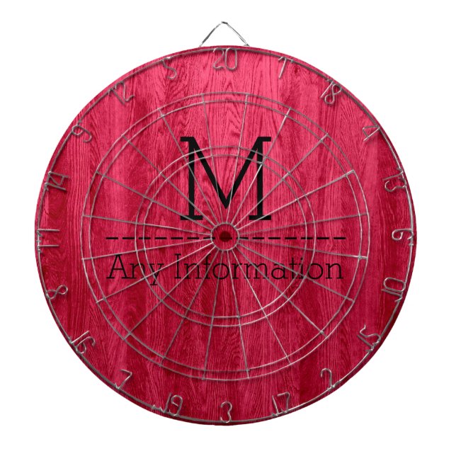 Jeu De Fléchettes Monogramme de texture du grain de bois rouge (Devant)