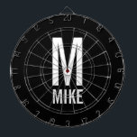 Jeu De Fléchettes Monogramme et nom personnalisés modernes<br><div class="desc">Monogramme moderne noir et blanc Gras Design avec monogramme personnalisé et nom dans le style de police sans serif moderne en gras. Un cadeau unique pour papa, mari, grands-parents et plus encore. Aussi parfait comme loft moderne/décoration minimaliste maison accessoires, cadeau d'anniversaire, cadeau de vacances, cadeau de réunion familiale, cadeau de...</div>
