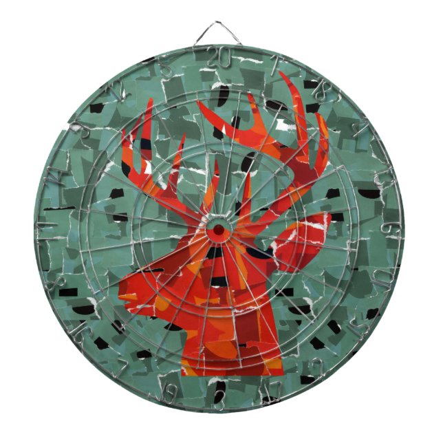 Jeu De Fléchettes Mosaïque de silhouette de tête de cerf (Devant)