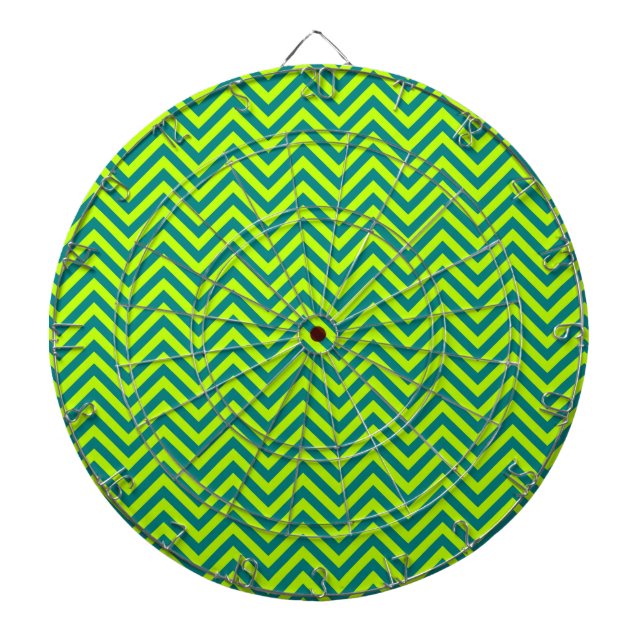 Jeu De Fléchettes Motif Chevron turquoise et Lime Green (Devant)