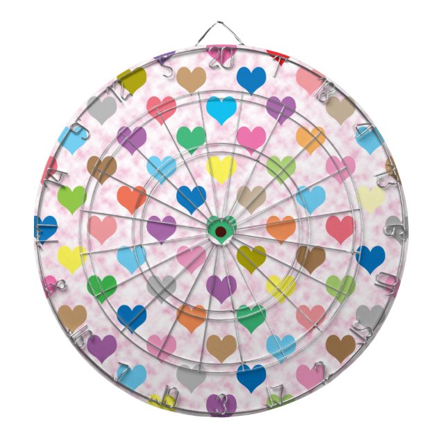 Jeu De Fléchettes Motif de coeurs colorés (Devant)