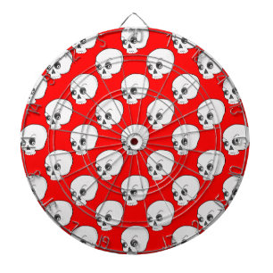 Jeu De Fléchettes Motif de crâne sur fond rouge