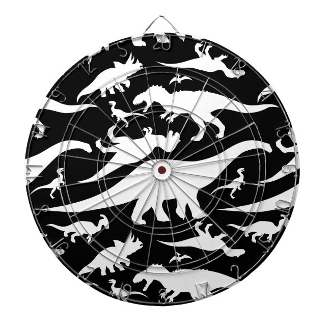 Jeu De Fléchettes Motif de dinosaures noir et blanc (Devant)