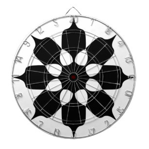 JEU DE FLÉCHETTES MOTIF DE FLEURS NOIRES ET BLANCHES
