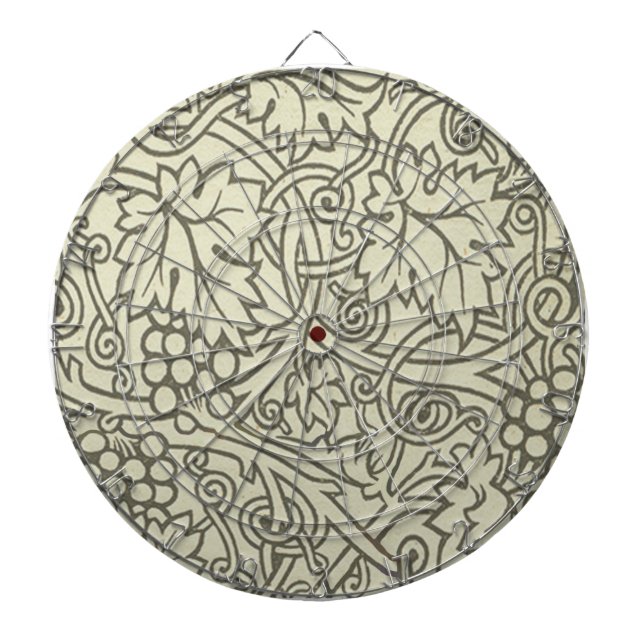 Jeu De Fléchettes Motif de vigne de raisin gris vert de William Morr (Devant)