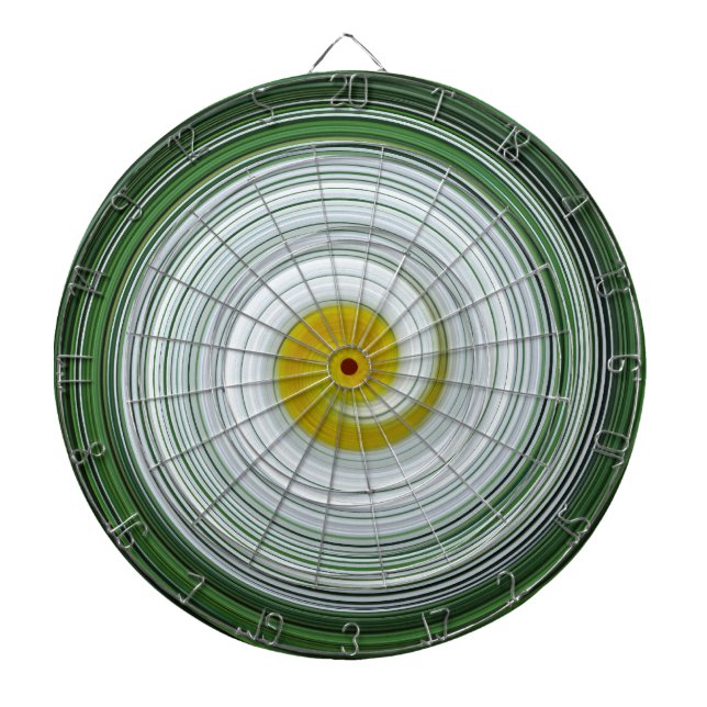 Jeu De Fléchettes Motif en spirale blanc, jaune et vert (Devant)