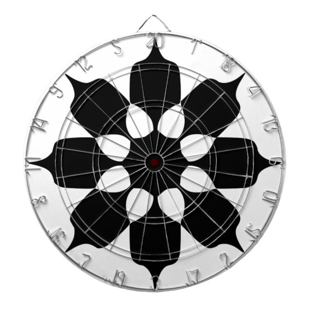 JEU DE FLÉCHETTES MOTIF FLEUR NOIR ET BLANC (Devant)