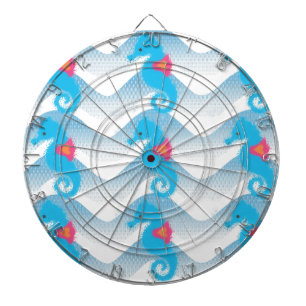 Jeu De Fléchettes Motif Hippocampes Et Vagues Bleues