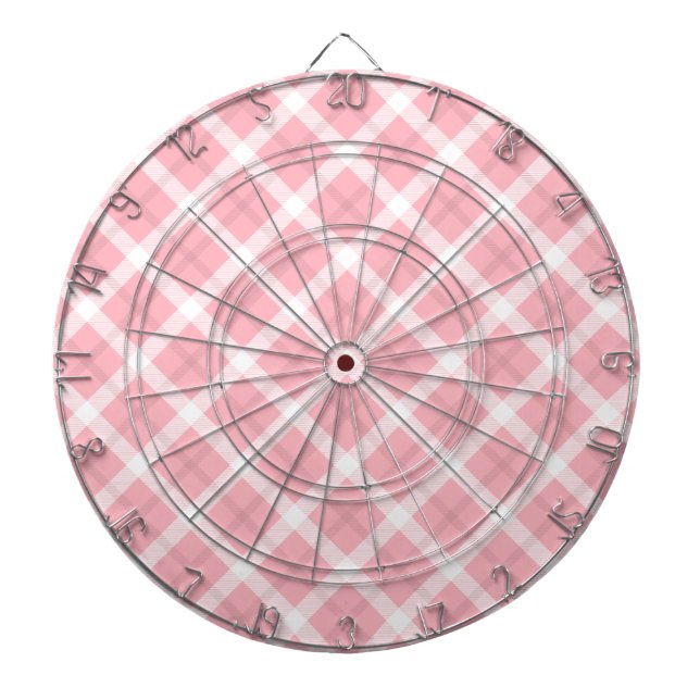 Jeu De Fléchettes Motif Tartan Rose Et Blanc (Devant)