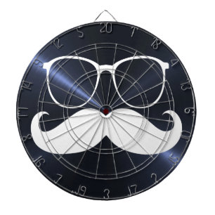 Jeu De Fléchettes Moustache blanche amusante sur Arrière - plan gris