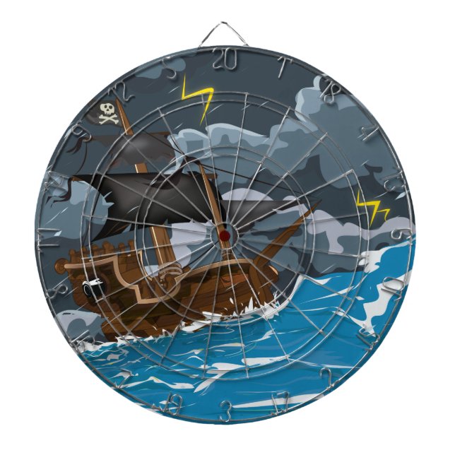 Jeu De Fléchettes Navire Pirate dans la Tempête (Devant)