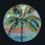 Jeu De Fléchettes Palmier tropical de |<br><div class="desc">Une version abstraite de palmier dans les courses vert-foncé,  bleues et rouges. Artiste : Silvia Vassileva</div>