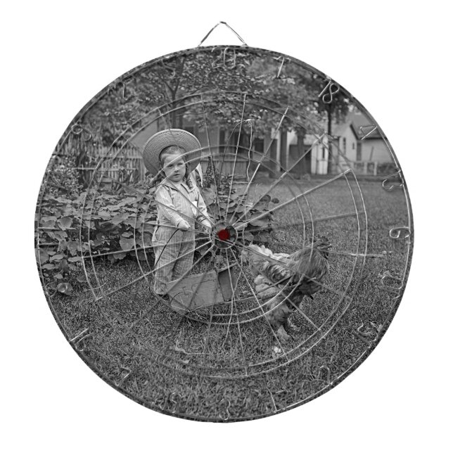 Jeu De Fléchettes Panier à coq adorable des années 1880 dans le jard (Devant)